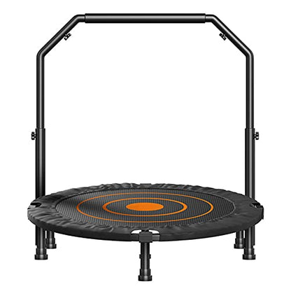 Replacement Trampoline Pad Outdoor Trampoline 40",Fitness Mute Foldable Trampoline with Adjustable Armrests Mini Exercise Rebounder for Adults Indoor/Garden Workout Equipment,Maximum Load 150Kg