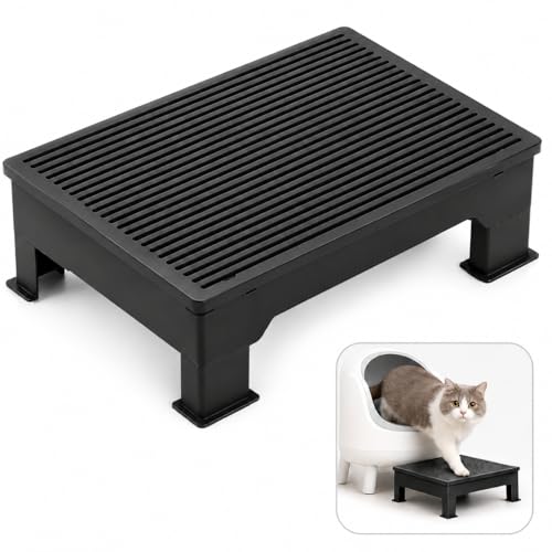 Litter Box Step for Automatic Litter Boxes, Double-Layer Litter Trapper Step Platform, Adjustable 3.5" & 6", Non-Slip 16.5" x 12.6" Cat Litter Step Ramp for Senior Cats & Kittens
