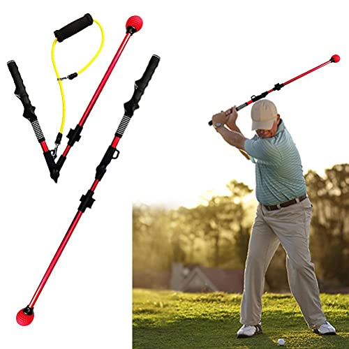 Golf Swing Trainer,Portable Collapsible Trainer, Improve Swing Posture,Folding Posture Corrector Aid Posture Correction Swing Stretchable Stick with Wide Angle, Golf Grip Swing Trainer aid (A) ﻿