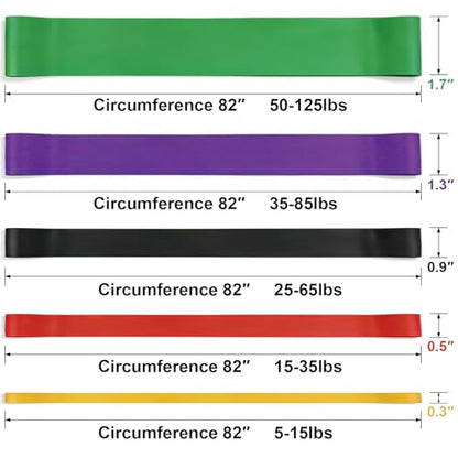 Pull Up Assistance Bands,5-Level Resistance Bands Set,Exercise Bands,Pull Up Bands for Full-Body Training, Fitness, Physical Therapy, Stretch Workout Bands at Home, Gym.