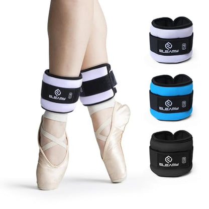 ELEAMY Ankle Weights for Women & Men - 0.5/1/2/3lb*2 Pairs - color: Black-Light Purple, size: 1.0 Lbs Each (2.0 Lbs Pair)