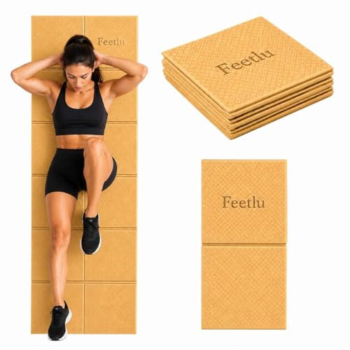 Foldable Yoga Mat, 72" x 24", 6mm Thick, Lightweight & Non-Slip - color: Yellow