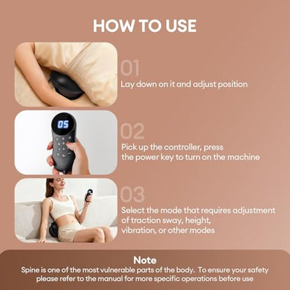 Electric Lumbar Traction Device, Back Stretcher for Lower Back, 3 Heating Levels and Vibration Lumbar Traction Massager