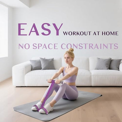 Foot Pedal Resistance Band with Handle Multifunction Tension Rope for Women Exercise Fitness Workout Stirrup Puller - color: Purple