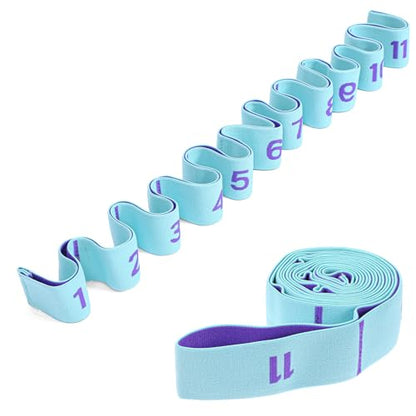 Yoga Bands For Stretching 11 Loops Yoga Stretch Strap With Loops Elastic Physical Pilates Stretch Band For Flexibility(Blue)