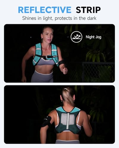 Weighted Vest for Men Women, 6/8/12/16/20/25lbs with Detachable Phone Pouch - color: Blue, size: 12LB