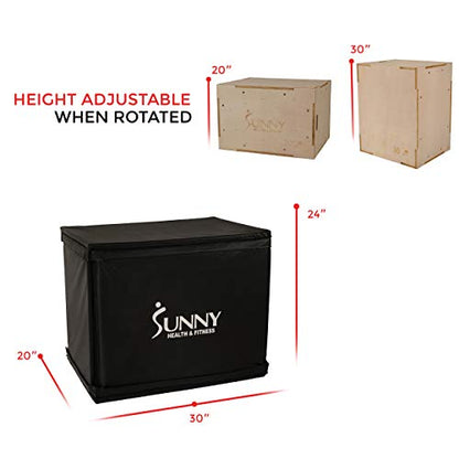 Sunny Health & Fitness Foam Plyo Box with Adjustable Heights and High Weight Capacity - style: 30" Max - Wood