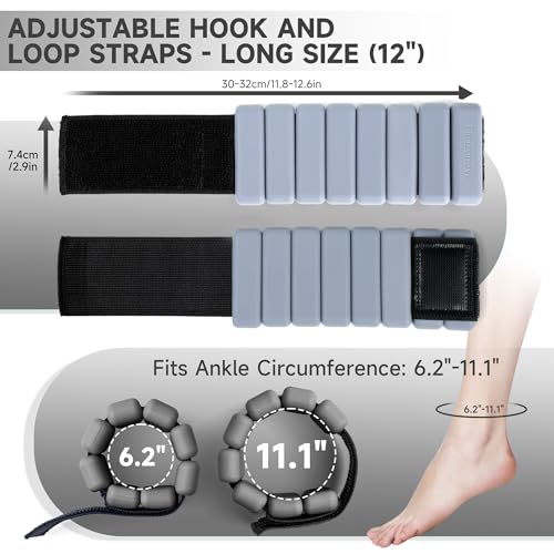 Weighted Bangles for Wrist and Ankle Weights for Women 1LB Each (Set of 2) | Farizonova Workout Weights for Yoga, Pilates & Walking | Leg & Arm Weights Men GREY
