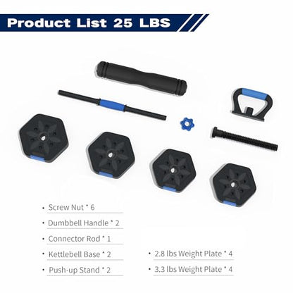 Dumbbell Sets Adjustable Weights, Free Weights with Connector, Non-Rolling Adjustable Dumbbell Set, Barbell for Home Gym, Hexagon, Cement Mixture
