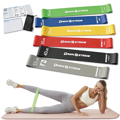 6-Levels Resistance Exercise Loop Bands Set – Elastic Workout Bands for Yoga, Strength Training, Physical Therapy – Guide, Fitness Card & Carry Bag