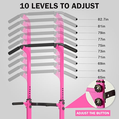 Adjustable Pull Up Bar Free Standing, Steel Pullup Dip Station for Home Gym, Portable Power Tower Pull Up Bar with Widened Base for Tall man, 400 LBS