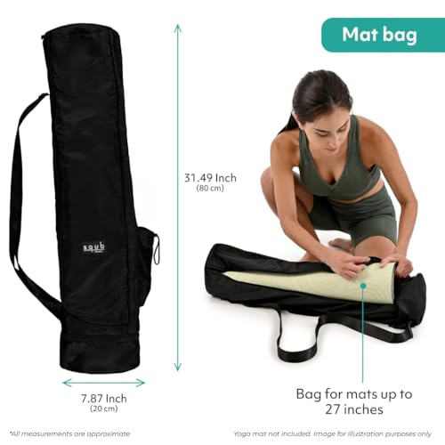 Yoga Mat Bag – Crossbody Gym Bag for Women & Men, Waterproof Travel Carrier Fits Thick Yoga Mat, Multi Pocket Storage with Strap Holder, Shoulder Carry for Fitness Pilates Exercise