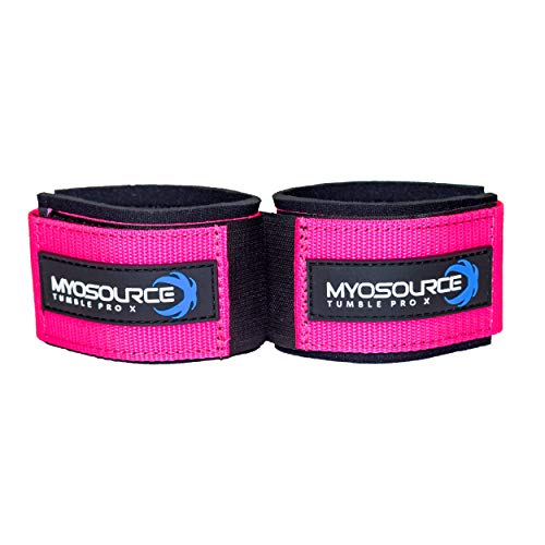 Tumble Pro X Ankle Straps Kit – Cheerleading Standing Tumbling Equipment, Gymnastics Backhandspring Trainer – Includes Flexibility Stunt Stretch Strap – Blue, Pink, Purple