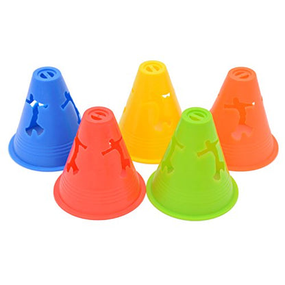 Famgee 3 Inch Plastic Windproof Slalom Cones Inline Roller Skating Cones Pile Cup Roadblocks Traffic Road Cones Set with Holes for Skate Practice Sport Training