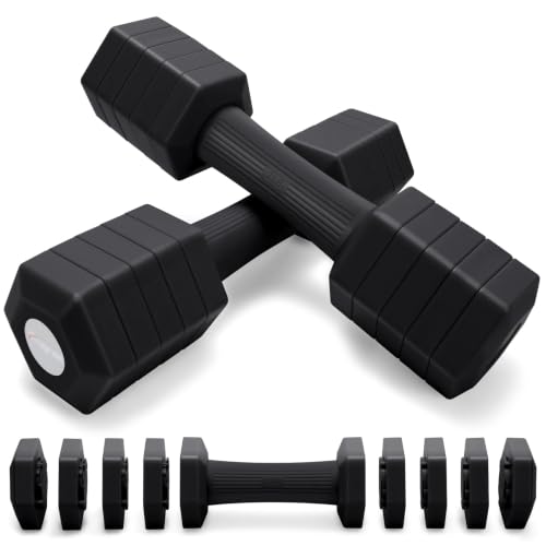 Adjustable Dumbbell Set, 4-in-1 Hand Weights, 5/6 LB Pair for Women Men - color: Black, style: 12 lbs Pair [6 lbs Each]