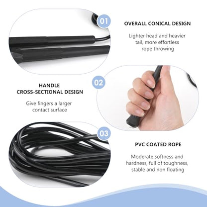 10 ft Speed Jump Rope with Handle, Adjustable Skipping Rope for Men Women, 3 oz Ultra-light Professional Fitness Boxing Cross Fit Exercises Gym Cardio Endurance Training Lovers (Black)
