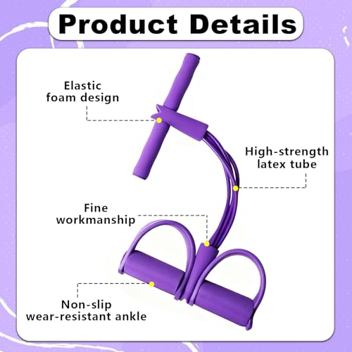 Pedal Resistance Bands with Handles,6 Tube Pedal Ankle Puller,Multifunction Fitness Bands with Figure 8 Resistance Band for Strength Training,Waist,Arm, Leg Slimming, Home Gym Exercise Equipment
