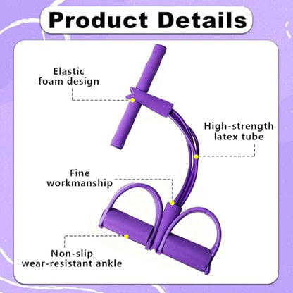 Pedal Resistance Bands with Handles,6 Tube Pedal Ankle Puller,Multifunction Fitness Bands with Figure 8 Resistance Band for Strength Training,Waist,Arm, Leg Slimming, Home Gym Exercise Equipment