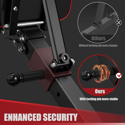GIKPAL Adjustable Weight Bench - Workout Bench Press for Home Gym - color: Red 5-Gear 55LB Pair