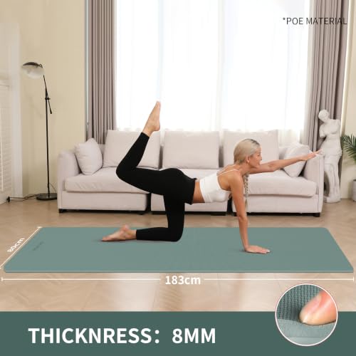 Extra Wide & Thick 8mm Yoga Mat, 72"x31.5" - color: Dark Green
