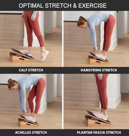 Professional Wooden Slant Board, 5 Positions Adjustable Slant Board for Calf Stretching Squats Incline Board and Calf Stretcher, Slant Squat Board for Knees Ankle Heel Feet Leg