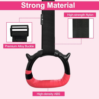 Gymnastics Rings for Kids, Children's Pull Up Rings with Adjustable Straps, Home Exercise Gym Rings for Strength/Physical Training