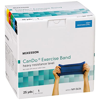 McKesson Can Do Exercise Resistance Band - Workout Bands for Physical Therapy - Blue, Heavy Resistance - 5 in x 25 yd, 1 Count