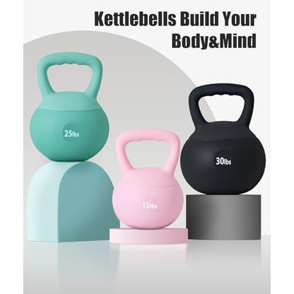 SogesPower Soft Kettlebells, Iron Sand Filled Strength Training Weights, Shock-Proof with Wide-Grip Handle, Fitness Kettlebells for Home Gym - color: 10LBS-Pink