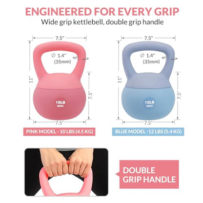 XPRT Fitness Professional Soft Kettlebell | Sand Filled Protective Shell | 10/12 LBS Home Gym Equipment | Anti-Slip Wide Grip | Floor-Safe Design