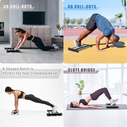 SELEWARE Glute Ham Glider Heavy Duty Ab Glute Glider Machine, Exercise Wheels for Smooth Hamstring Curl Abdominal and Leg Workouts, Multifunctional Ab Glute Machine for Home & Commercial Gym - color: A: 27.5" L*15" W