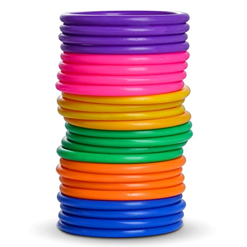 24 Pcs Multicolor Plastic Toss Rings Ring Toss Game Carnival Rings for Speed and Agility Practice Games, Garden Backyard Outdoor Games, Bridal Shower Game, Game Booth （3.1 Inch）