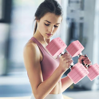 20LB Adjustable Dumbbell Set, 10lb Dumbbells Set of 2, 5 in 1 Free Weights Set, Each 4lb 6lb 8lb 10lb for Women & Men for Home Gym Exercise Workout Strength Training Equipment - color: Pink
