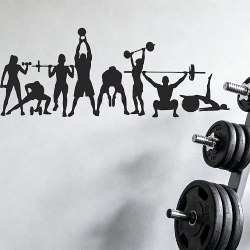 SUPERDANT ‌Strength Training‌ Wall Decals Workout‌ Wall Stickers Sport Wall Decor Decals Lift Weights Yoga Ball Vinyl Wall Decor for Gym Fitness Training Weight Room Gifts for Strength Trainers