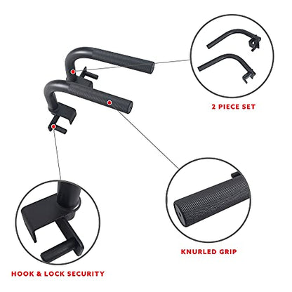 Sunny Health & Fitness Power Cage Squat Rack Upgrade Attachments, Dip Bar, Plate Bar Holder, Belt Squat, J Hook, Lat, Adapter, U Ring, Pull Up Bar, Landmine, Captain's Chair, Tricep Rope For Home Gym - style: Dip Bar