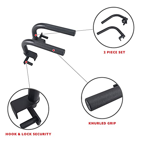 Sunny Health & Fitness Power Cage Squat Rack Upgrade Attachments, Dip Bar, Plate Bar Holder, Belt Squat, J Hook, Lat, Adapter, U Ring, Pull Up Bar, Landmine, Captain's Chair, Tricep Rope For Home Gym - style: Dip Bar