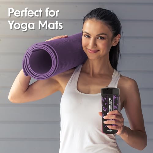 Wipex Yoga Mat Cleaner & Fitness Wipes - Natural Lavender & Vinegar Gym Equipment Cleaner - 75 Gym Wipes to Clean Yoga Mats, Spinning & Peloton Bikes, Weight Machines & Surfaces