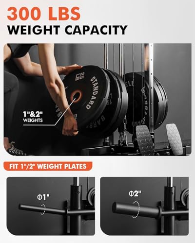 Mikolo Wall Mount Cable Station, Cable Crossover Machine with Dual Pulley System and 19/27 Adjustable Positions for Home Gym Fitness Equipment