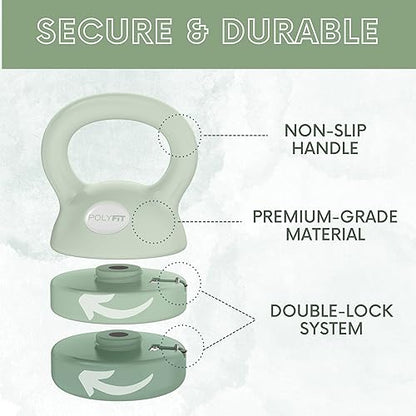 Polyfit Adjustable Kettlebell | 5 lb - 12 lb | Kettlebells Weights Set for Home Gym | Kettle Bell Sets for Women at Home - color: GREEN