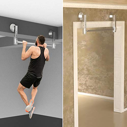 Pull-Up Bar Wall Mounted Stainless Steel Chin Up Bar, with Multi-Function Lifting Ring and Easy to Install, Portable Home Fitness Equipment, Load 200Kg