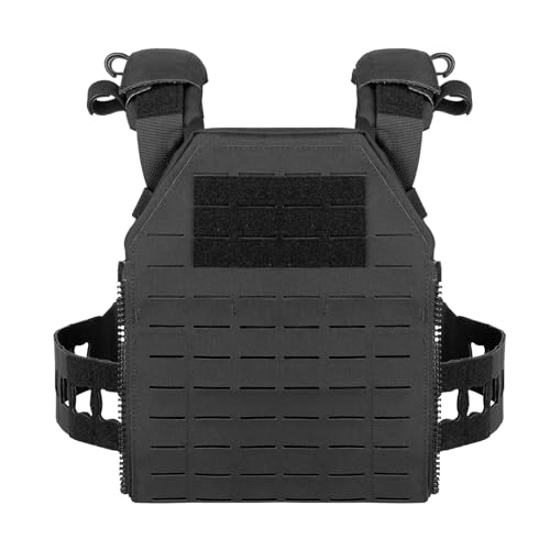 Tactical Vest for Men - Lightweight Quick Release Modular Vest Adjustable Airsoft Vest Outdoor for Running Training - color: Black