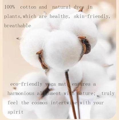 Thick Cotton Yoga Mat 100% Organic Natural Yoga Rug Fitness Rug with Bag for Exercise, Workout Washable 78.8 inches X 27.5 Inches