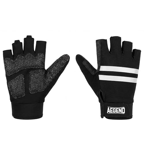 Aegend Wheelchair Gloves, Anti-Slip & Wear-Resistant Half-Finger Design, Breathable & Shock-Absorbent, Ideal for Manual Wheelchair Users, Fitness and Cycling Black - size: Medium