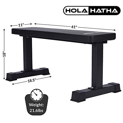 Steel Frame 600 Lbs Capacity Foam Padded Flat Weight Fitness Equipment Home Gym Freeweight Barbell Bench for Strength Full Body Exercise