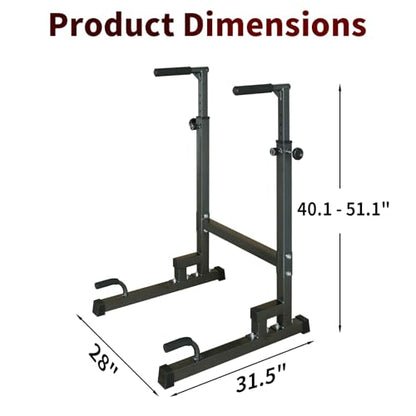 Multifunctional Dip Stand for Muscle Training - Adjustable Height Pull-Up Bar, Tricep Dips, Push-Ups, L-Sit Holds - Sturdy Construction with EVA Foam Grips, Anti-Skid Foot Pads - Exercise Equipment