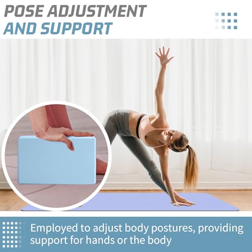 Yoga Blocks 2 Pack 3x6x9IN Foam Block Supportive Latex-Free with Beveled Edges, Non-Slip Exercise Blocks for Pilates, Meditation, Balance, Stretching and Deep Poses