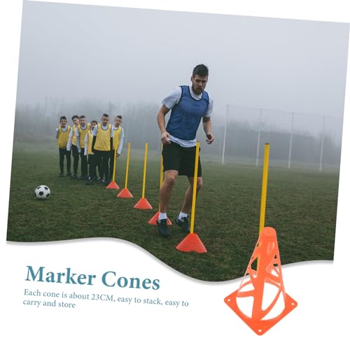 Slotted Marker Cones Neon Orange Football Obstacle Training Pylons Windproof Flat Design for Soccer Agility Drills Indoor Outdoor Use