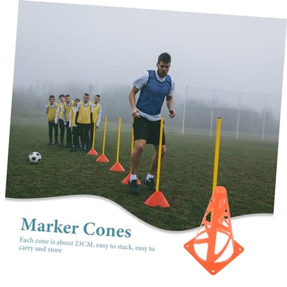 Slotted Marker Cones Neon Orange Football Obstacle Training Pylons Windproof Flat Design for Soccer Agility Drills Indoor Outdoor Use