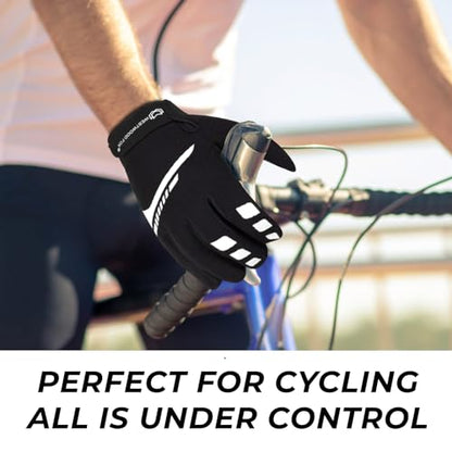 WESTWOOD FOX Cycling Gloves for Men Women, Full Finger, Anti-Slip Touchscreen Breathable Mountain Bike Gloves for MTB Riding, BMX, ATV,Road Racing,Bicycle.Climbing and Outdoor Sports