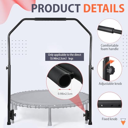 Adjustable Handle Bar Accessory for 40" Round Fitness Trampolines Non-Slip Cushy Rebounder Handle Accessory 4 Levels Adjustable Easy Assembly Trampoline Not Included