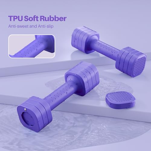 Zempox Adjustable Dumbbell Set, 4 in 1 Free Weight Dumbbell Set for Women, Hand Weight for Women at Home, Each 2lb 3lb 4lb 5lb with TPU Soft Rubber Handle for Home Gym Aquatic Fitness Equipment,Purple - color: Purple